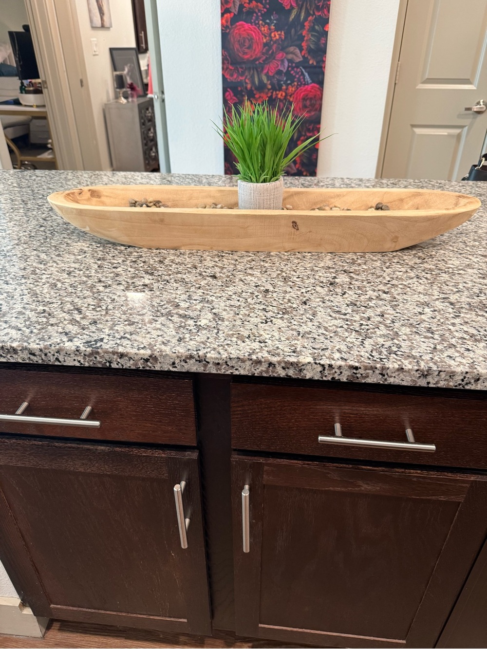 At Home 32" Long Carved Wood Decorative Centerpiece Tray